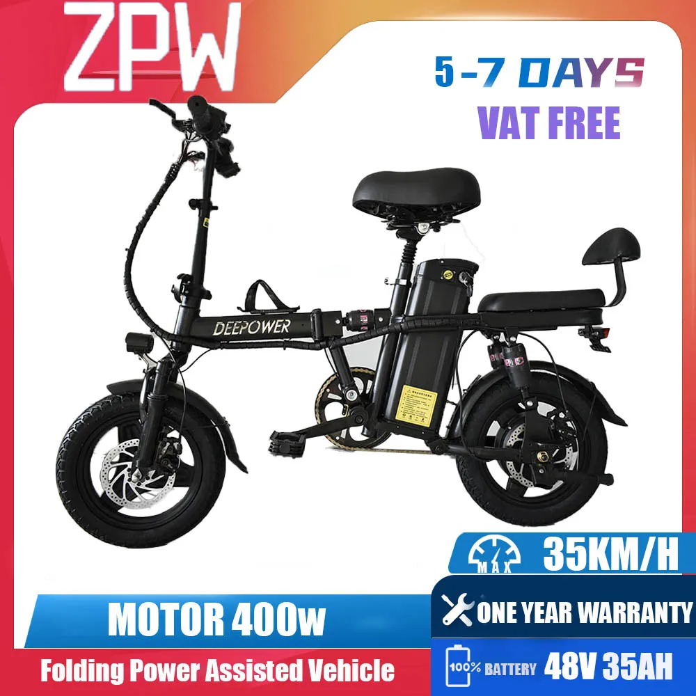 Zpw Rs6 Ebike 400W 48V 35Ah 14 Pollici Pneumatico A Vuoto Adulto Mini Biciclette Elettriche City Pendolarismo Pieghevole Bici Elettrica Booster Bici