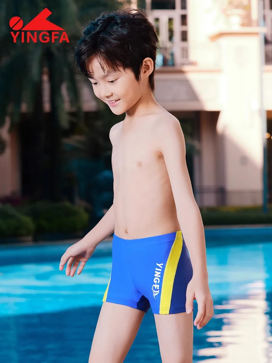 Men Swimming Trunks YINGFA Boy Swim Trunks Teenager Swimming Boxer Kid Training Swimsuit Surf Swimwear Carton Printed Boys Beach Swim Shorts