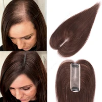 Prothèses capillaires en cheveux humains vierges pour femmes, base mono 4x13cm, légères, pour couvrir les zones clairsemées/cheveux gris, noir, brun, respirantes pour l'été 5