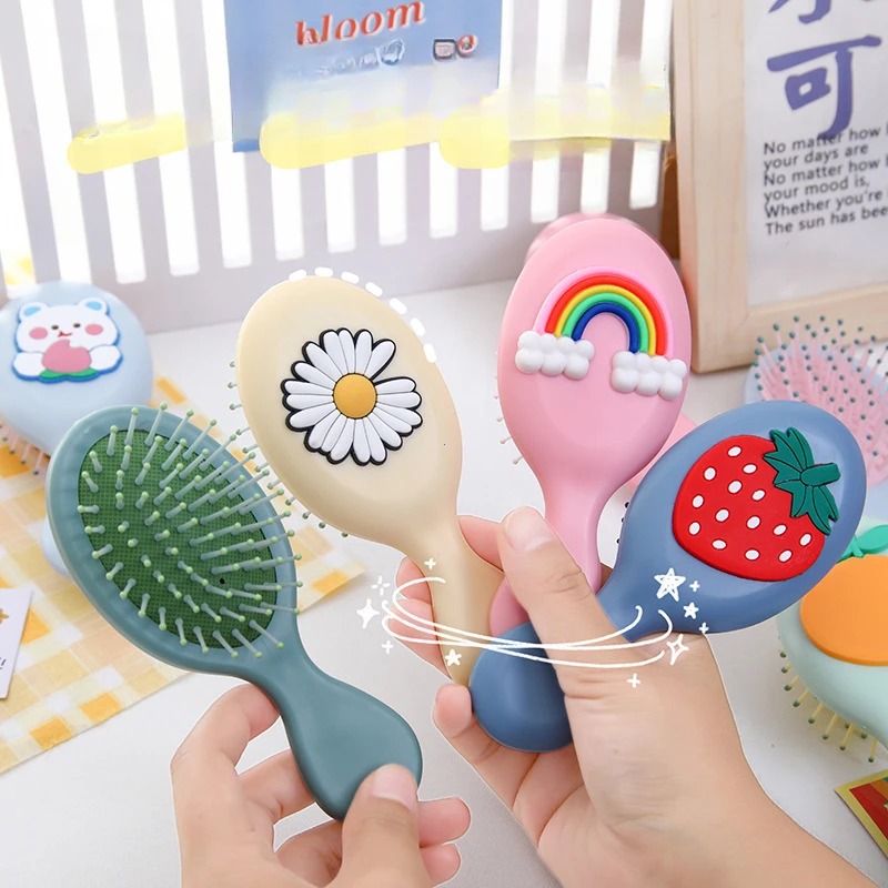 

Mini Portable Small Massage Untangling Hairbrush Cute Cartoon Air Cushion Anti-screw Hair Brush Comb for Girls Things Care Tool