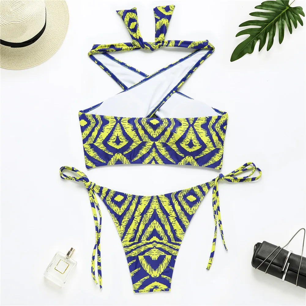 Biquíni de Duas Criss Cruz Halter Micro Peças Maiô Sexy 2022 Verão Praia Wear Roupas Mulher 6 Computers & Electronics