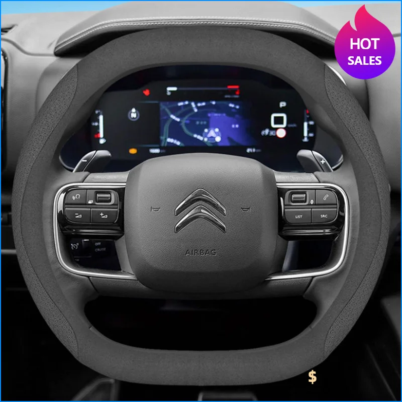 Leather Car Steering Wheel Cover Citroen C4X C5X C5 Aircross e-Berlingo C4 Auto Interior Accessories Steering Wheel Cover