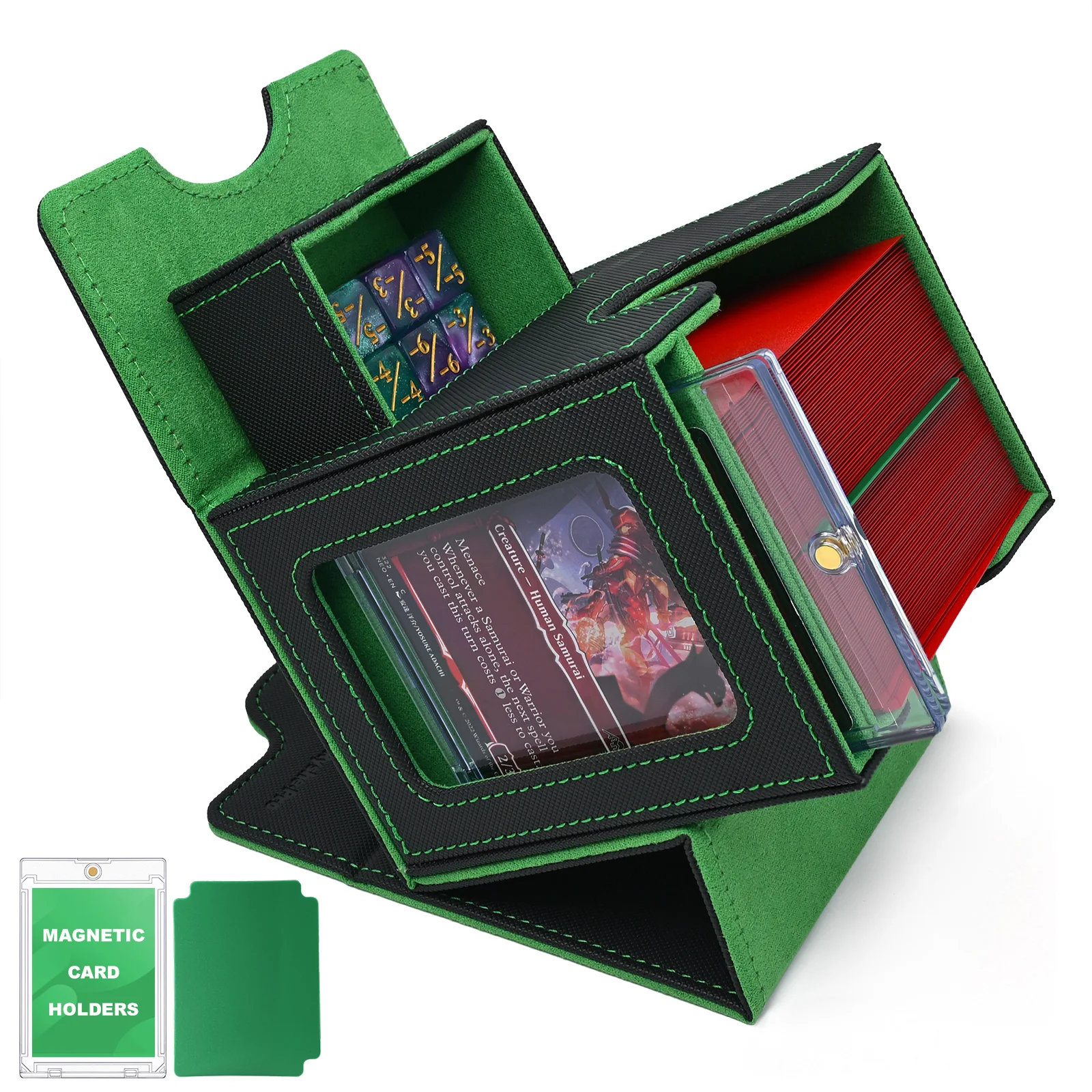 Ryshepro Commander Deck Box mit Sichtfenster für MTG, passend für über 100 doppelt gesleevte Karten, magnetische Kartenaufbewahrungsbox für TCG PTCG – Detail 9