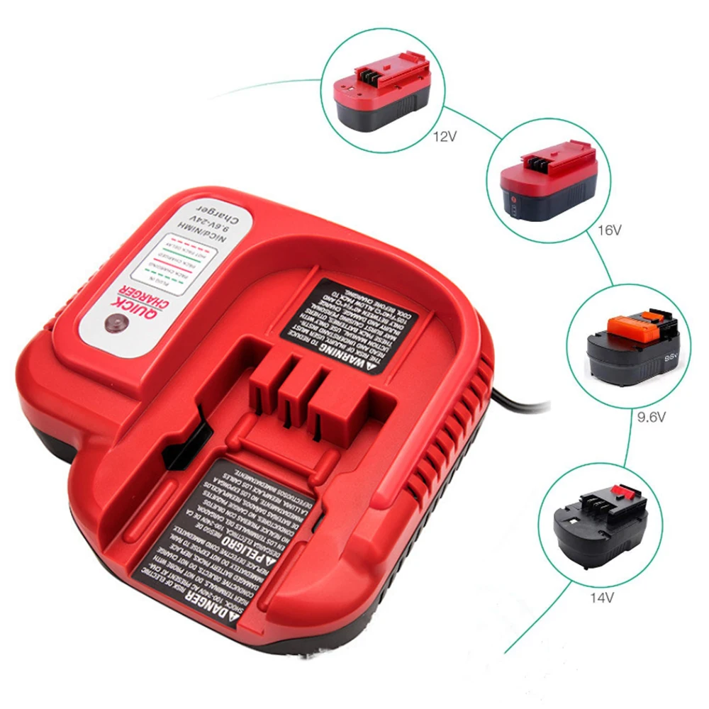Bdfc240 Caricabatterie Rapido Per Black & Decker 9.6V 12V 14.4V 18V 24V Nicd & Nimh Batteria Firestorm
