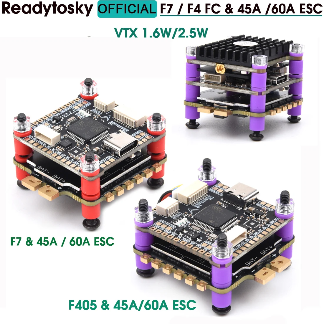 F7 F722 / F4 F405 Flight Control 3-6S & 45A 60A 4IN1 ESC 1.6W / 2.5W ...