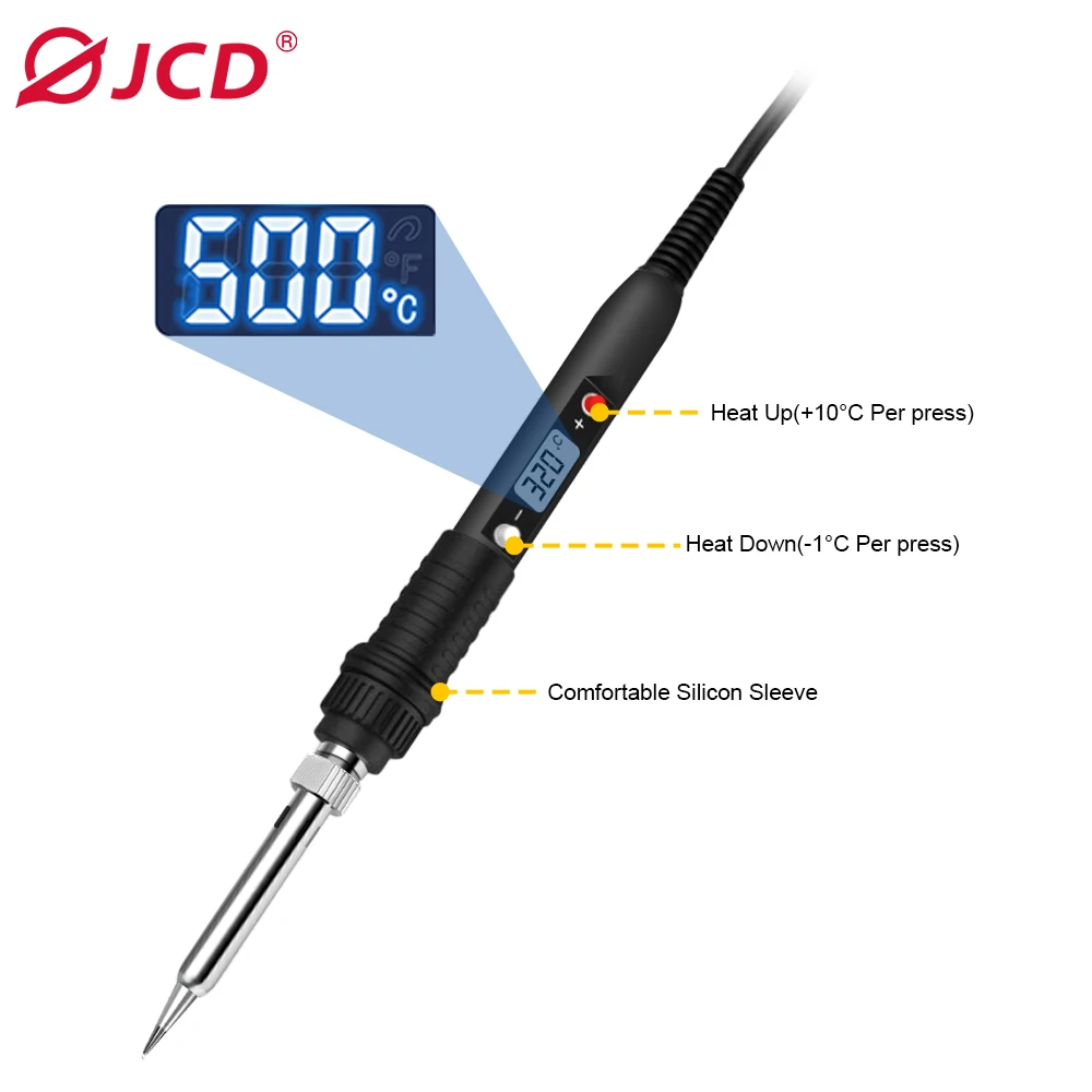 JCD 80W Electric Soldering Iron Kit Adjustable Temperature LCD Welding Tool Ceramic Heater Soldering Iron and Tin Wire 110V 220V