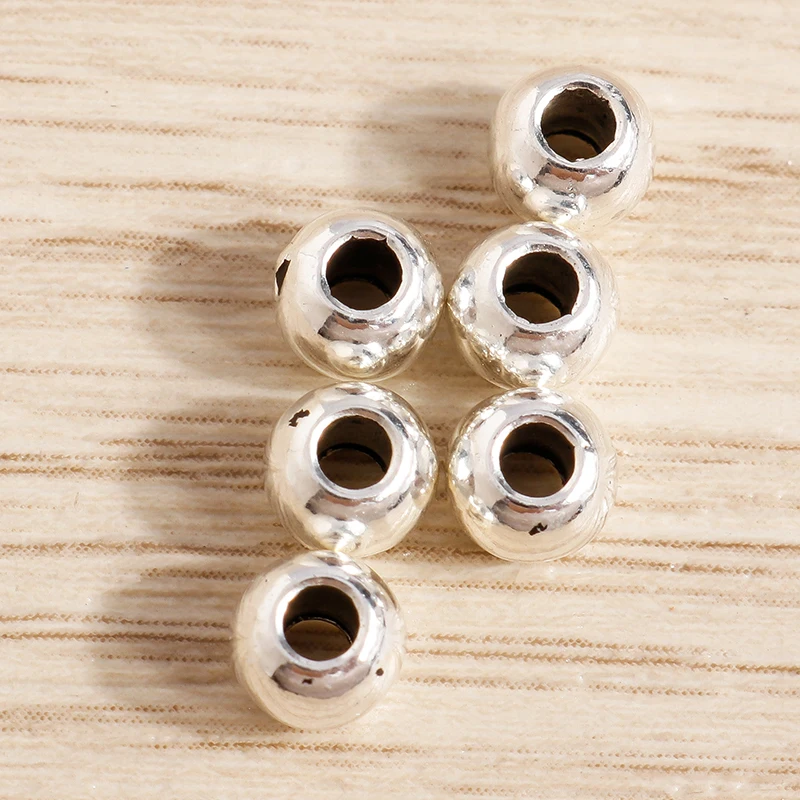Tusember 50 Stück 5mm CCB Silberfarbene Lose Abstandsperlen für Schmuckherstellung DIY Armbänder Halsketten Bastelzubehör