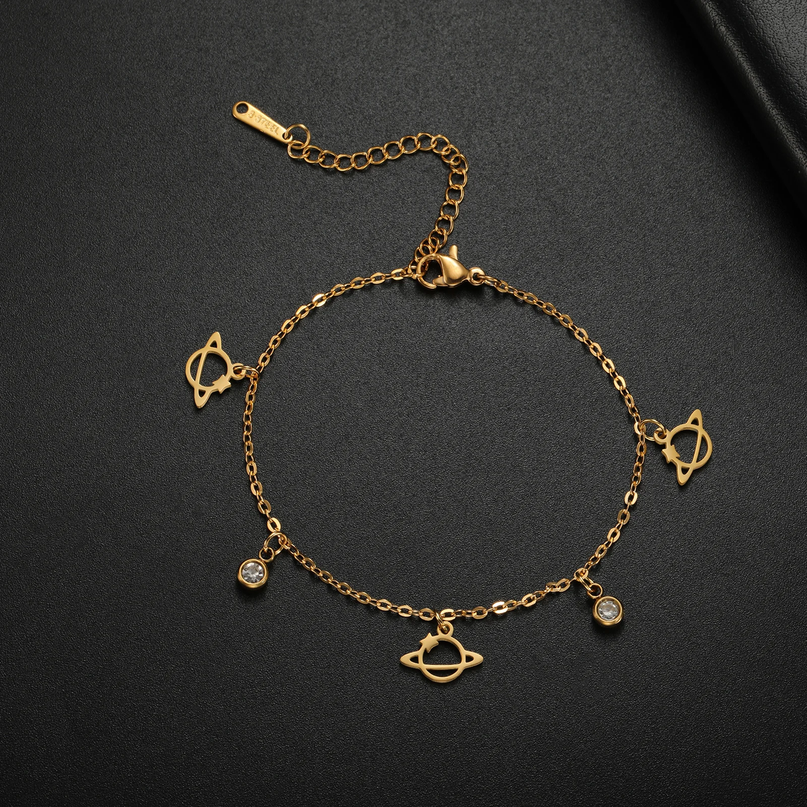 

Kkjoy Fashion Stainless Steel Gold Color Planet Hollow Pendant Anklet Leg Bracelet For Women Gifts For Space Lover Wholesale