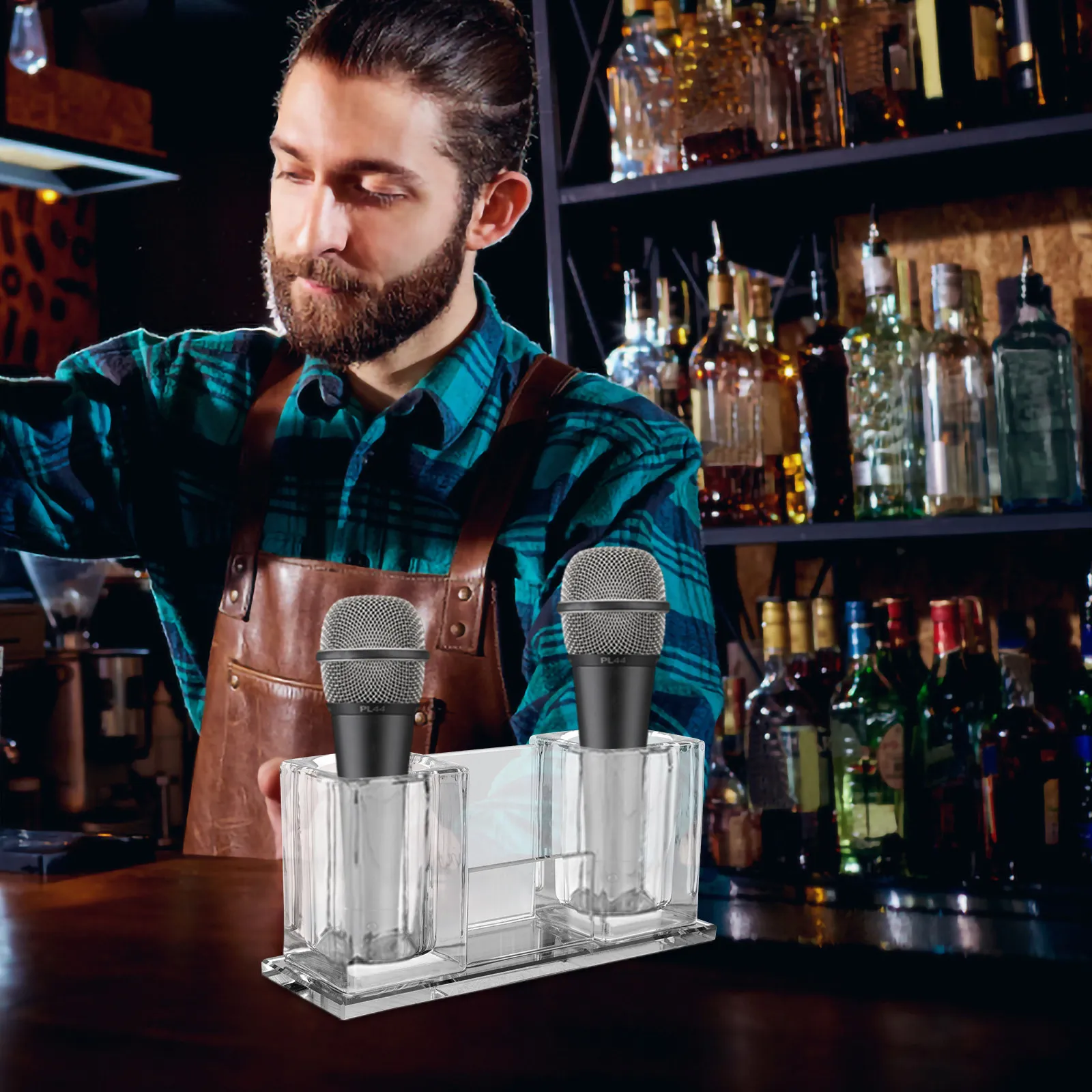 유리 마이크 스탠드 데스크탑 마이크 홀더 헤비 듀티 안정적인 무선 마이크 베이스 홈 스튜디오 사무실용 스크래치 방지 표면