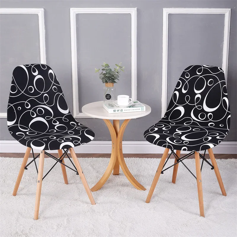 1PC 탄성 쉘 의자 커버 스트레치 무방비 식사 의자 Slipcovers 기하학 스판덱스 좌석 커버 주방 호텔 사무실