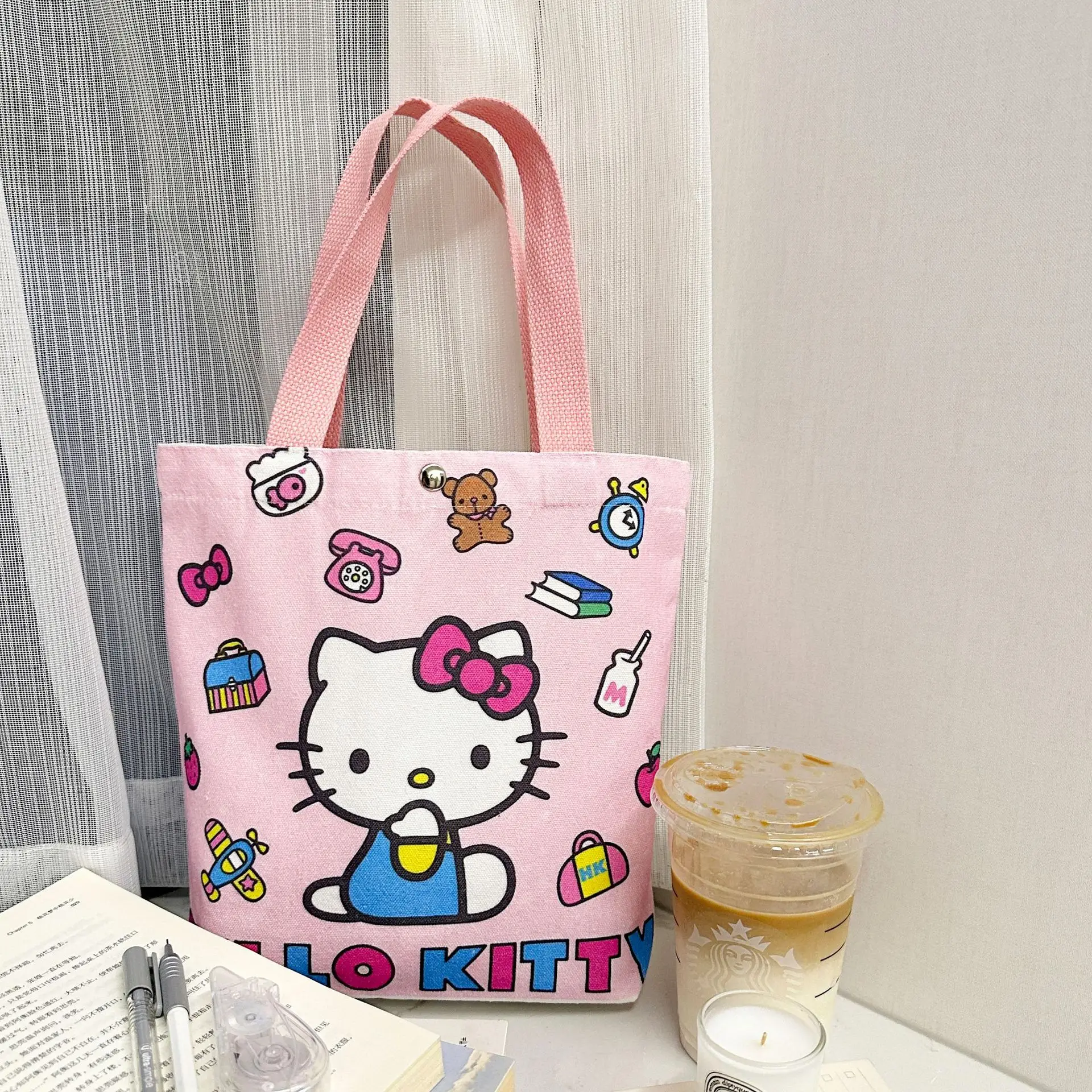 Hello Kitty Canvas Bag Cartoon Kate Cat Portable Shoulder Bag