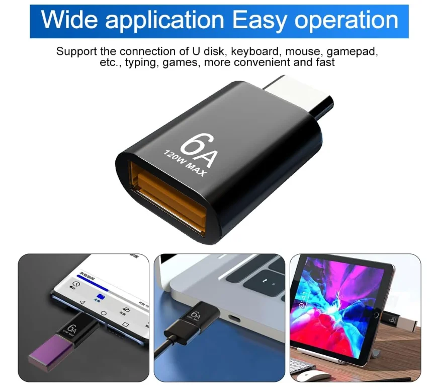 Dual USB C to USB Adapter Set - Type C Male to USB Female Converter for Data Transfer and Charging