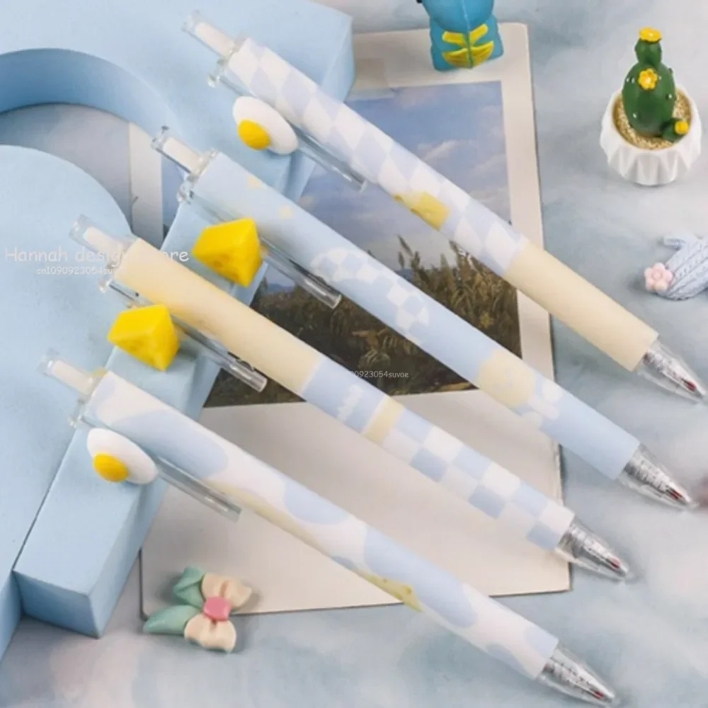 Kawaii Ballpoint Pen Set 6Pcs Cartoon Cheese Press Ballpoint Pen for Students 0.5mm Black Refill Office School Stationery ballpoint pen multifunction ballpoint pen multifunctional pen ball point pen