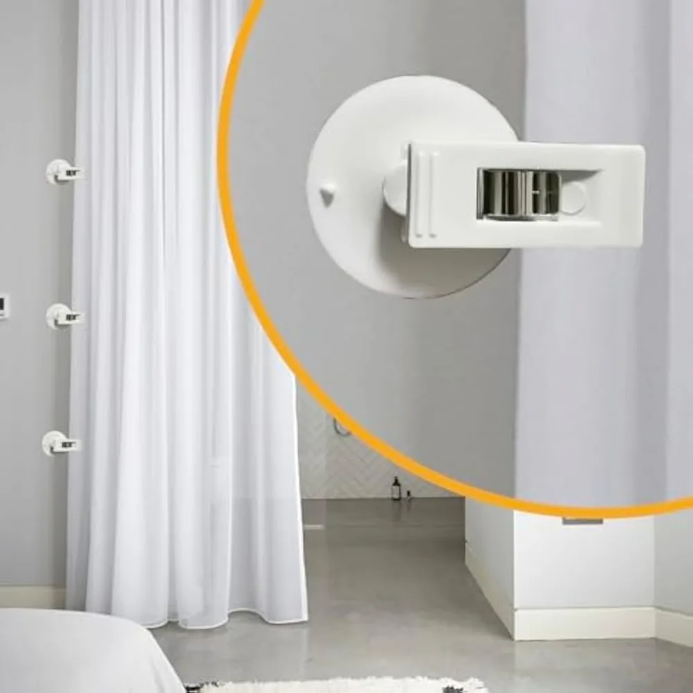 Shower Curtain Clips with Suction Cup to Prevent Water Splashing Out, Windproof Splash Guard Just Press Clip onto Wall White