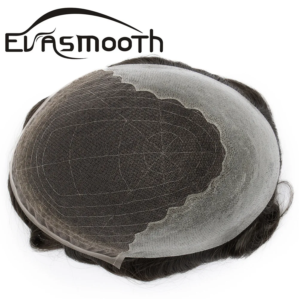 Human Hair Toupee Q6 Swiss Lace Front Men Prosthesis