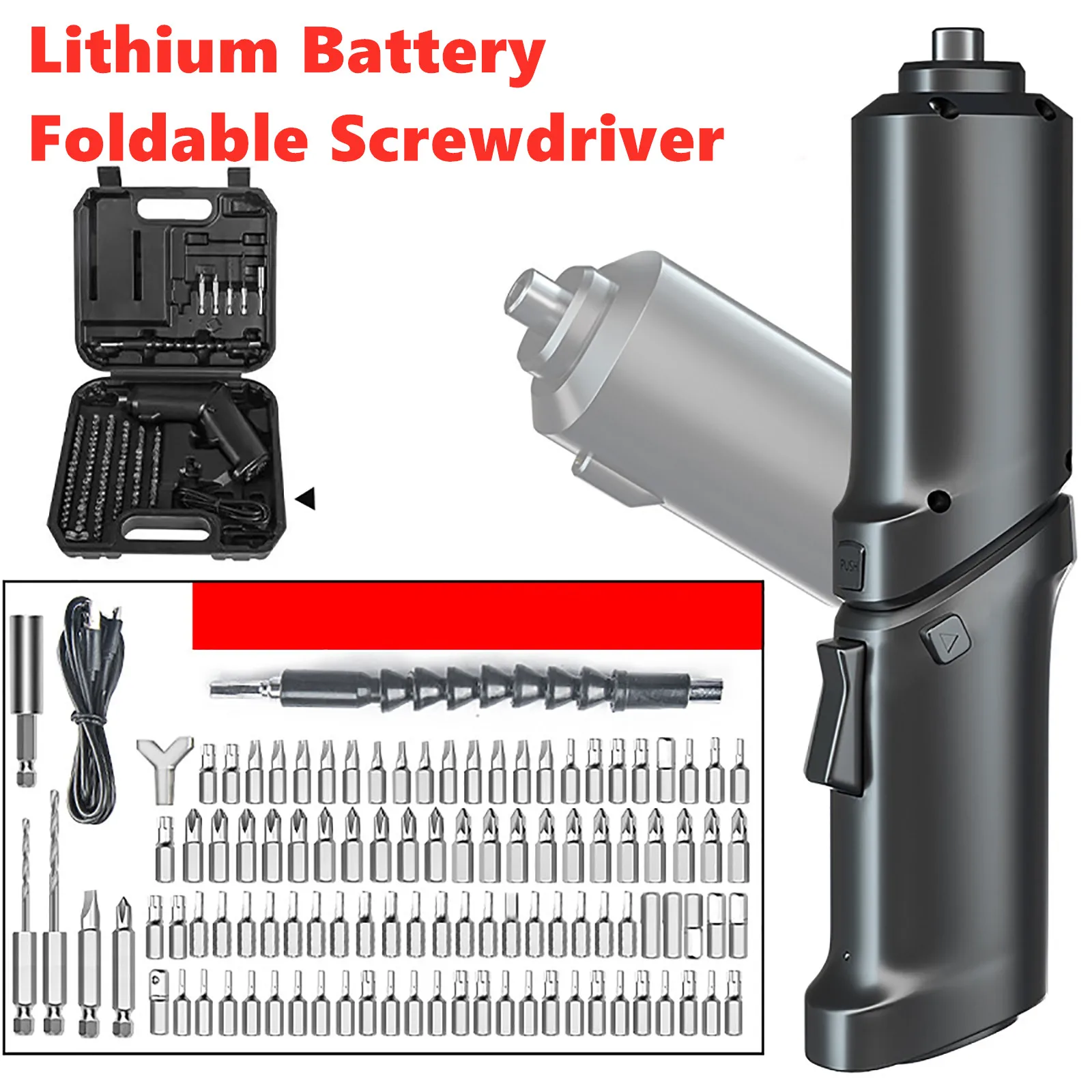 

Multifunctional Lithium Battery Screwdriver Folding Electric Screwdriver Rechargeable with LED Lighting for Home Repair Drilling