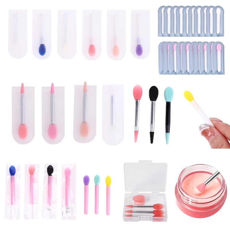 3/10pc Soft Silicone Lip Balms Lip Mask Brush with Sucker Dust Cover