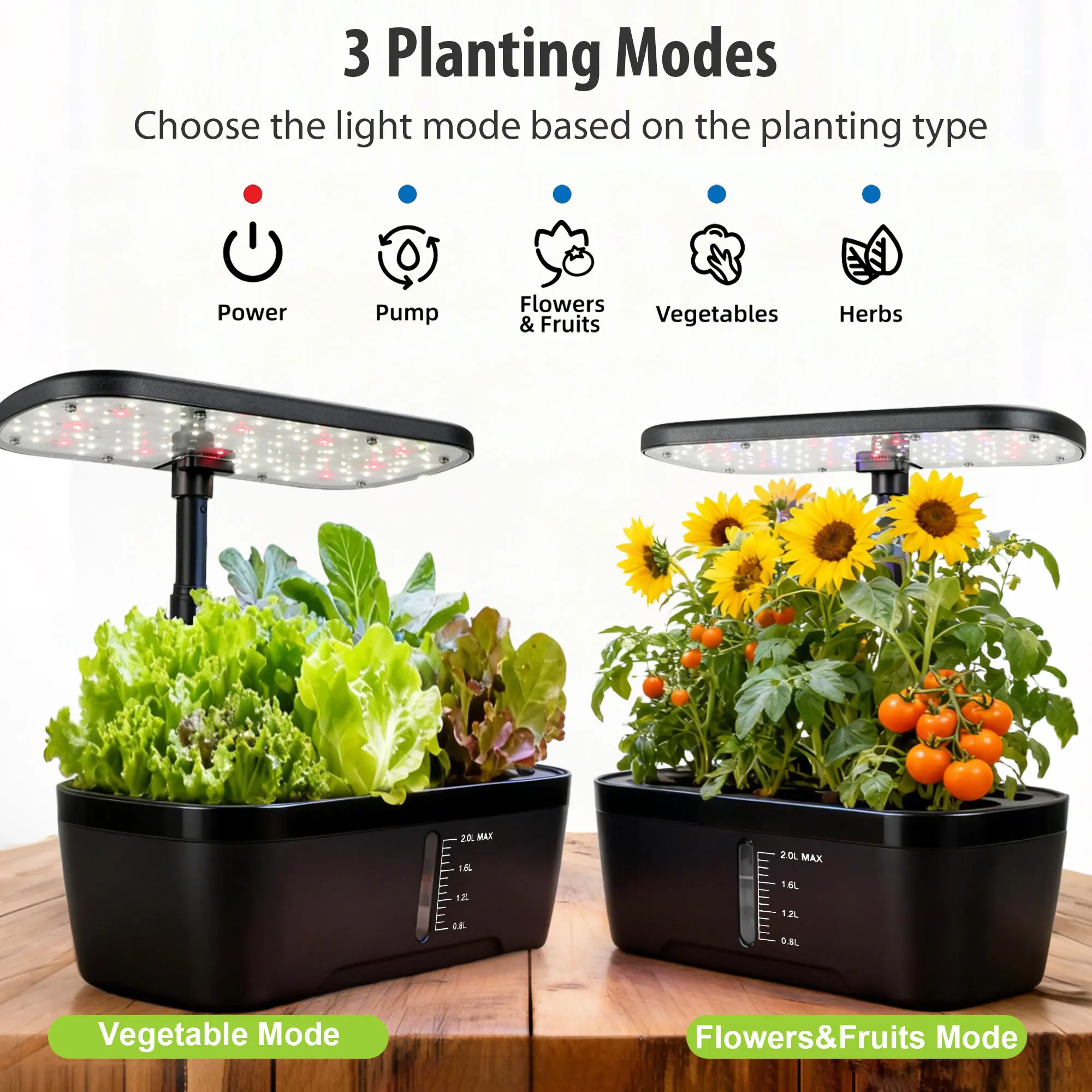 Indoor Hydroponic System Smart Herb Garden Kit LED Grow Light 6 Pod Planting Mac