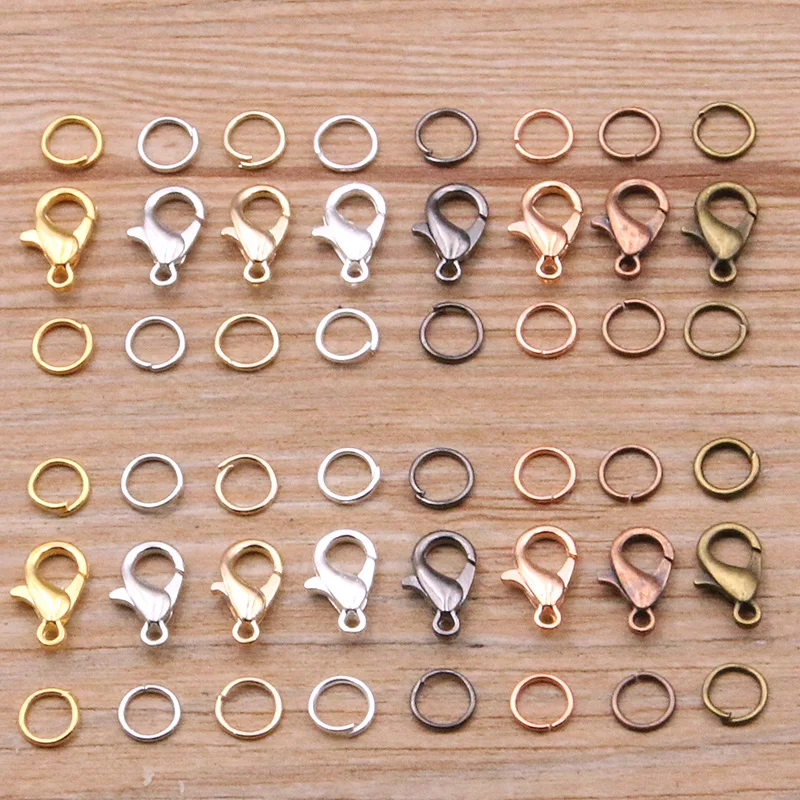 

100Pcs Lobster Clasp With 200Pcs Open Jump Rings DIY Jewelry Findings Kit For Necklace Bracelet Chain Making Connector Parts