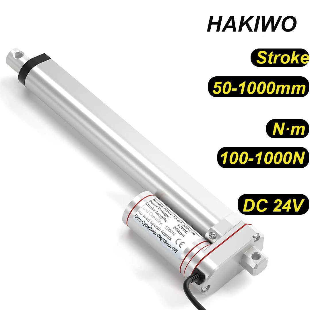 

HAKIWO Linear Actuator 24V Customizable 50mm 100mm 300mm 600mm 800mm 1000mm Stroke 700N Linear Drive Electric Motor 90mm/s Speed