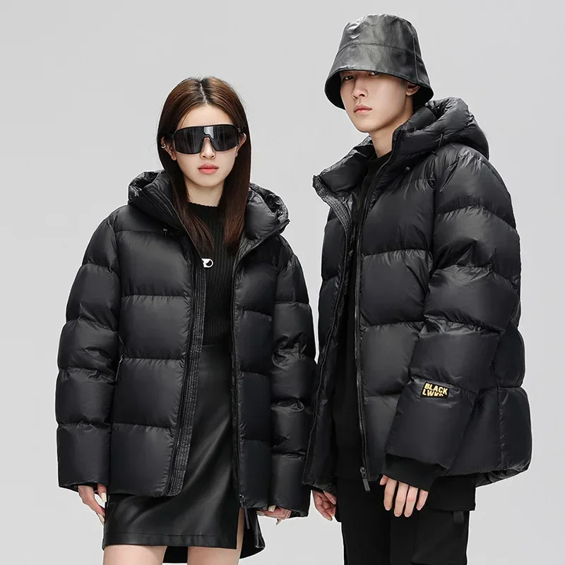 2023 Black gold and white eiderdown down jacket Winter new windproof, warm and thick short down jacket for men and women couples