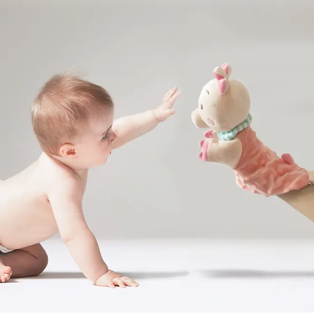 Soft Plush Hand Puppet Theater Baby Rattle Teether Toys Cute Rabbit Lion Baby Soothe Sleeping Doll For Newborn 0 12 Months Gift 2