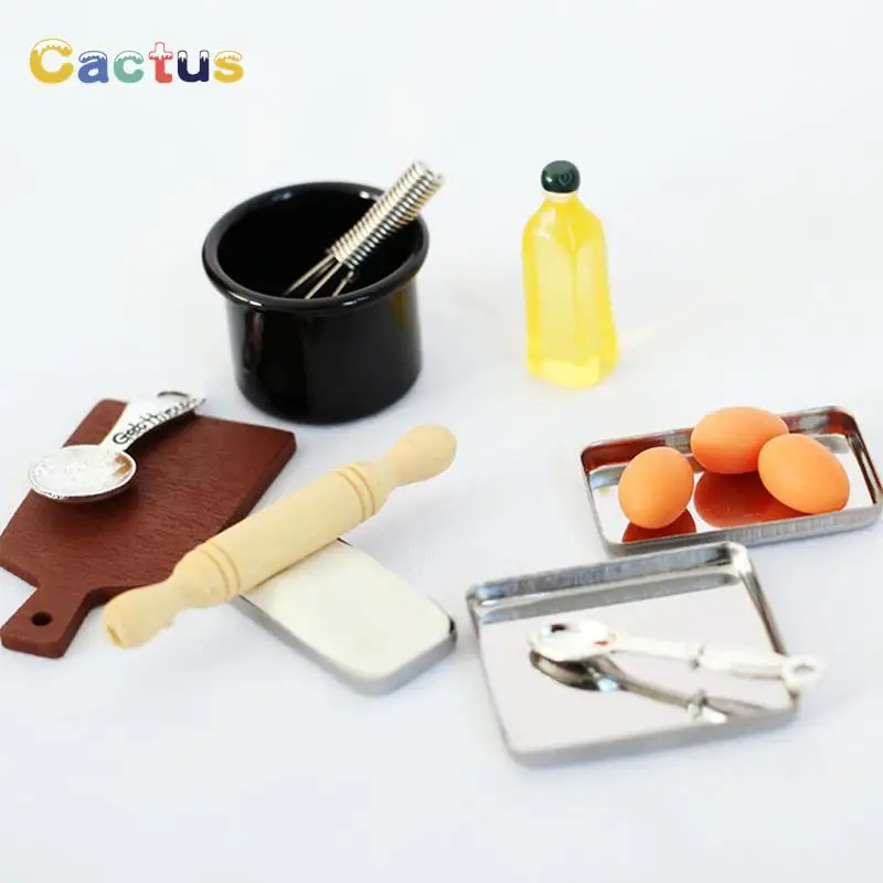 1Set 1/12 Dollhouse Miniature Items Kitchen Utensils Cooking Baking Set Model Rolling Pin Baking Tray DIY Doll House Accessories pretend kitchen toys kitchen toys doll house toys dollhouse furniture set