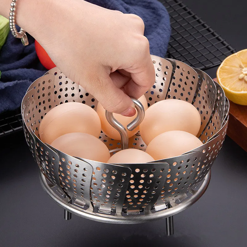 Folding Lotus Steamer Retractable Plastic Food Steaming Basket Fruit  Vegetable Vapor Cooker Dish Steamer Drain Rack