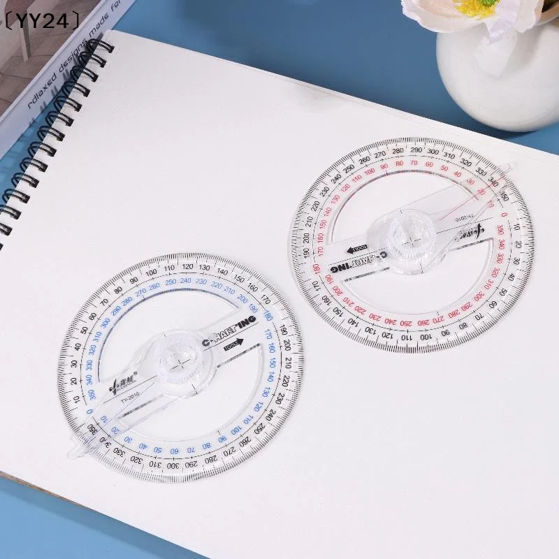 1/3/5Pcs 각도기 측정 도구 원형 각도기 제도 도구 교실용 360도 수학 기하학〔YY24〕