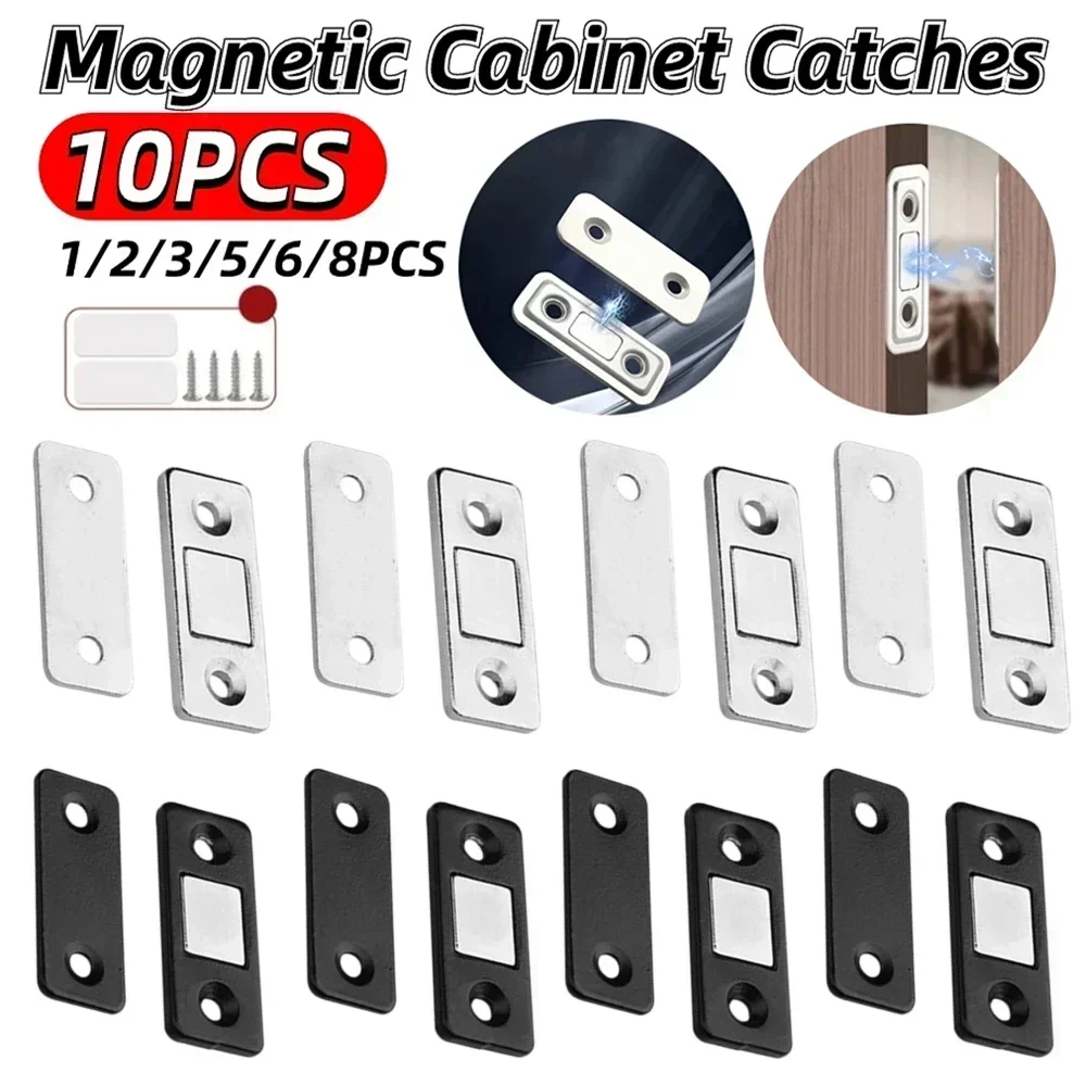 Magnetic Cabinet Catches 1-10PCS Magnetic Cabinet Catches Magnet Door Stops Hidden Door Closer Screw Closet Cupboard Furniture DIY Fitting