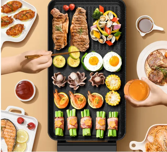 KONKA electric fryer, barbecue pan, barbecue pan, large capacity light oil, low smoke, and non stick machine