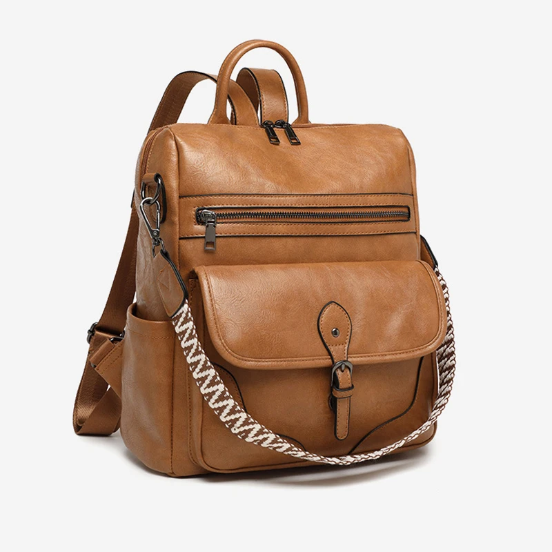 Women Large Capacity Backpack Purses High Quality Leather Female Vintage Bag School Bags Travel Bagpack Ladies Bookbag Rucksack 2