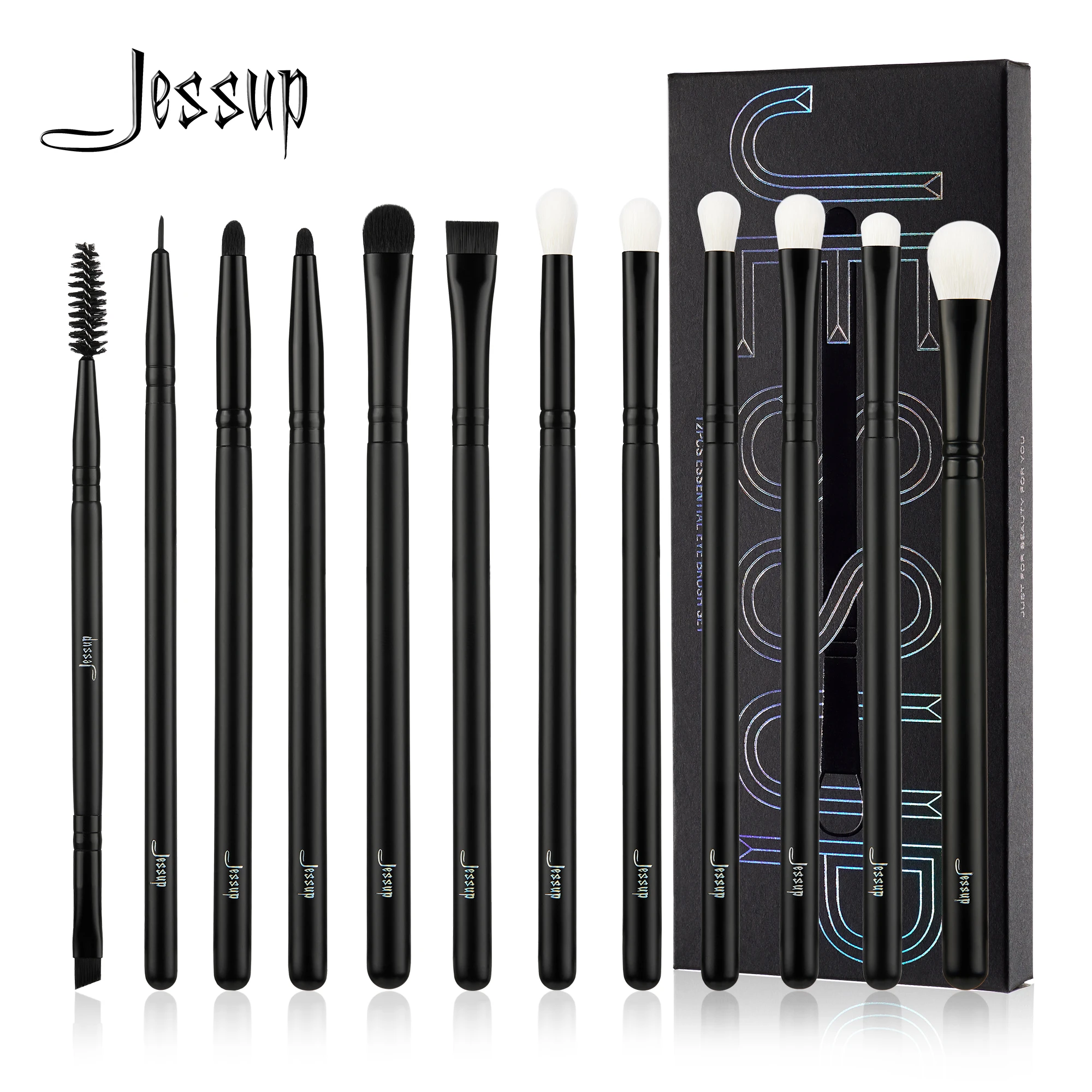Jessup Eyeliner Brushes set,11pcs Pro Eyeliner Brushes,Tapered Angled Flat  Ultra Fine Precision Eye Makeup brushes set T324