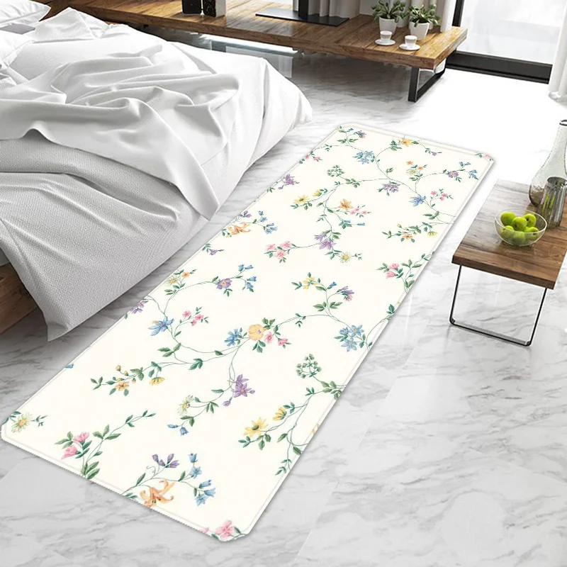 

Small floral literary style Door Mat Doormat Non-slip Washable Kitchen Carpet Living Room Hallway Rugs Door Mats Bathroom Bath