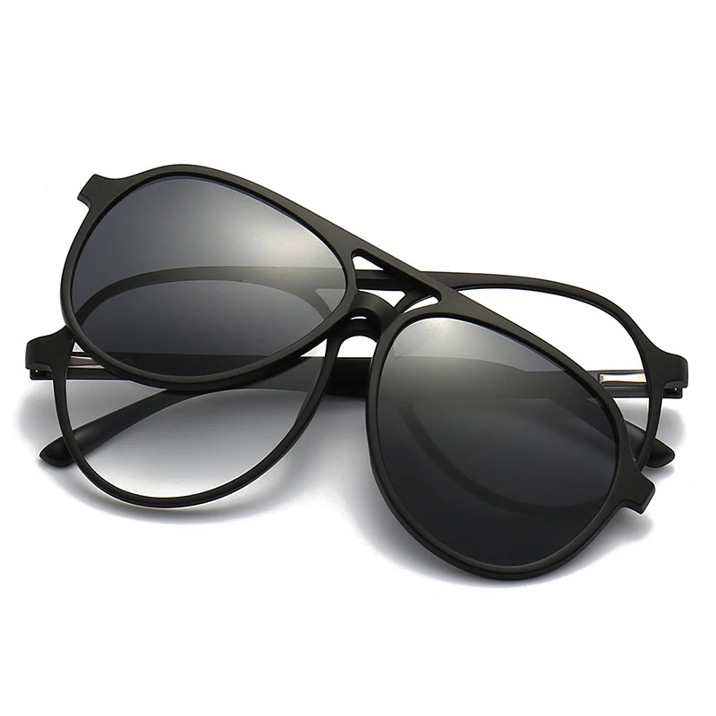 VCKA 6 In1 Pilot Polarized Myopia Solglasögon Magnetic Clip Herr Dam Glasögon Optiska recept Klassiska glasögon -0,5_voghion.com