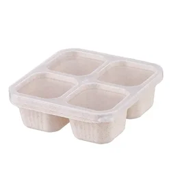 4 - Grid Reusable Snack and Meal Prep Containers for Kids and Adults - Portable Kitchen Storage Solution (Beige)