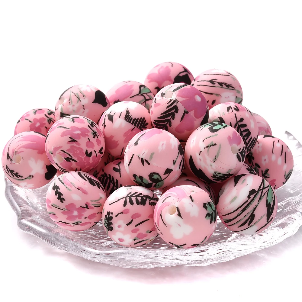 Description Picture 6 of item10Pcs Silicone Teether Chew Beads 15mm Print Colorful Pattern Focus Beads For Baby Pacifier Chain Bracelet DIY Jewelry Making