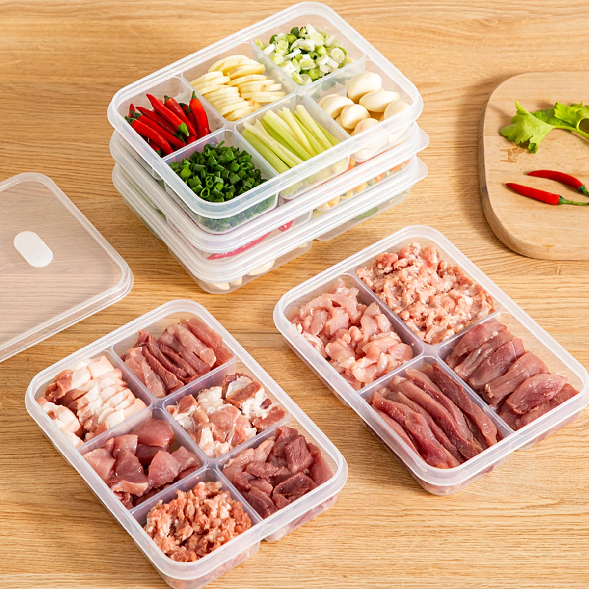 WORTHBUY 4/6 شبكات الثلاجة مختومة صندوق حفظ الطازج...