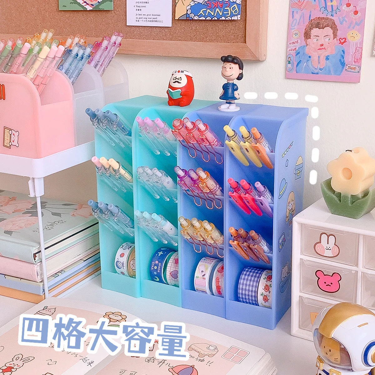 Pen Holder Oblique Insert Transparent Frosted Plastic Pencil Organizer Storage Box Desktop INS Office School Supplies Stationery