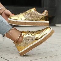 Ngouxm femmes paillettes baskets Skateboard brillant baskets strass Bling mariage chaussures de mariée paillettes brillantes vulcaniser chaussures 5