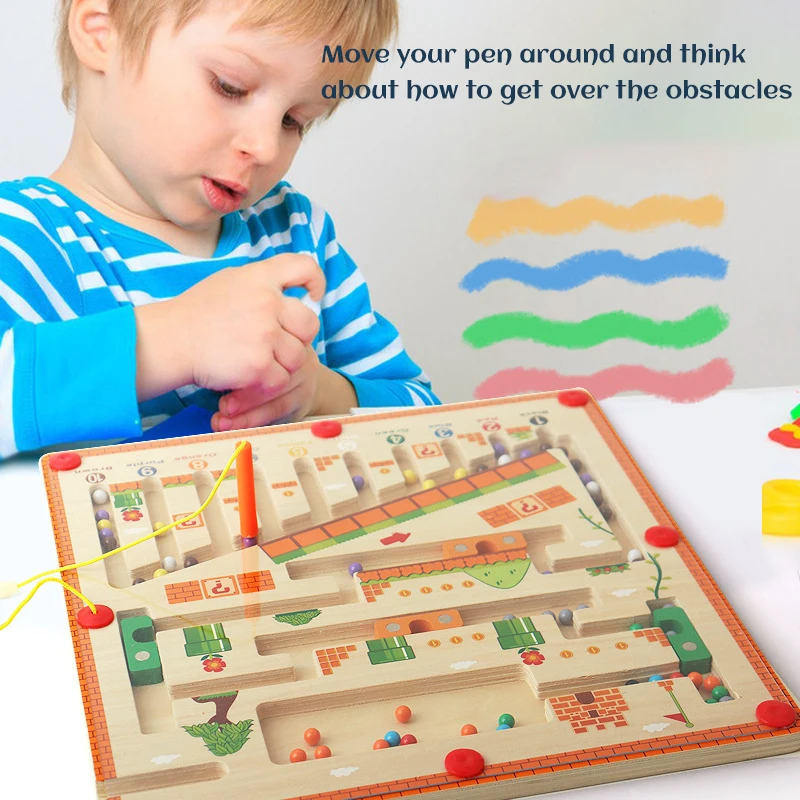 Montessori Children Early Education Toys Color Wooden Magnetic Number Maze Game Toys Parent-Child Interaction Learning Toys Gift - Image 2