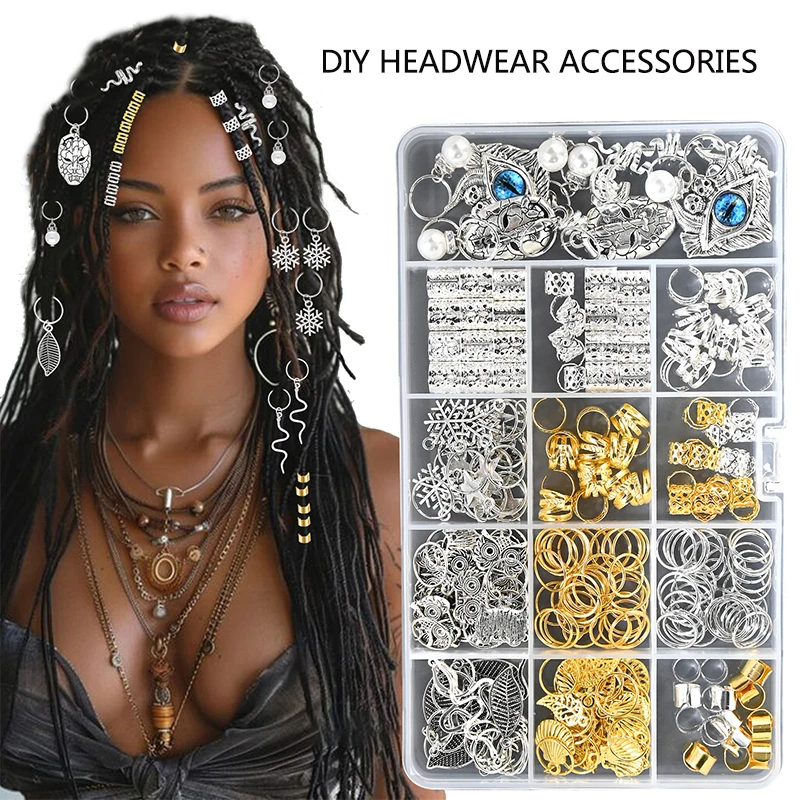 239 pieces braided hair accessories, diy cuff headpiece, long locks accessories, hair braid jewelry, bead weaving