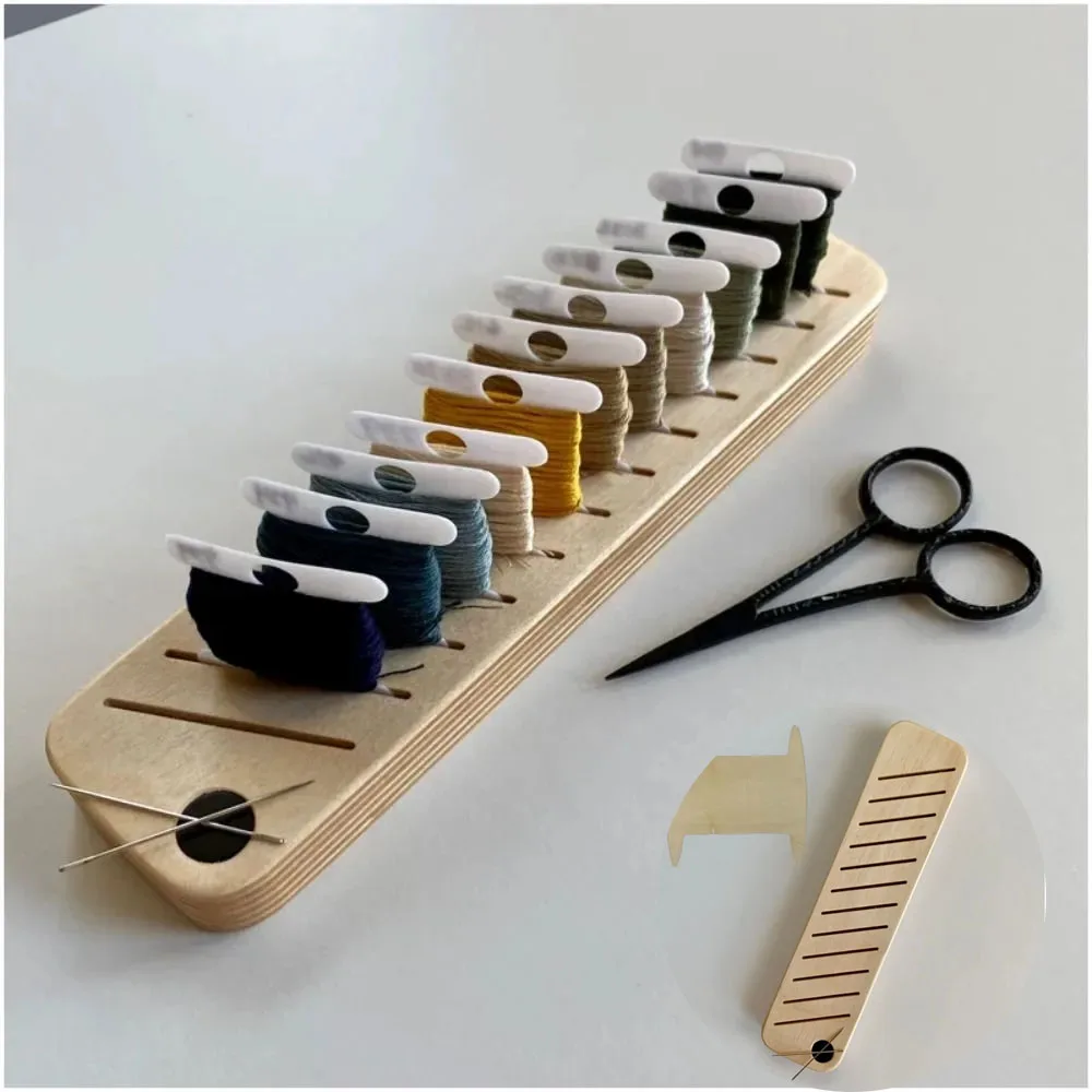 

1Pcs Wooden Bobbin Rack For Embroidery Floss Rolling Thread Board Cross Stitch Storage Holder Portable Embroidery Tools