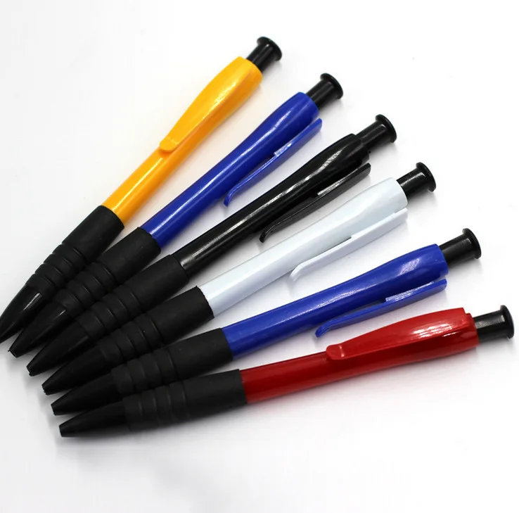 

50Pcs Plastic Ballpoint pen press simple advertising pen promotion pen blue ink 1mm
