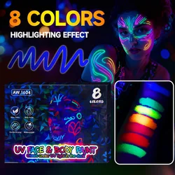 Vibrant Glow - in - the - Dark Fluorescent Highlighter Pens Set (8 Colors)