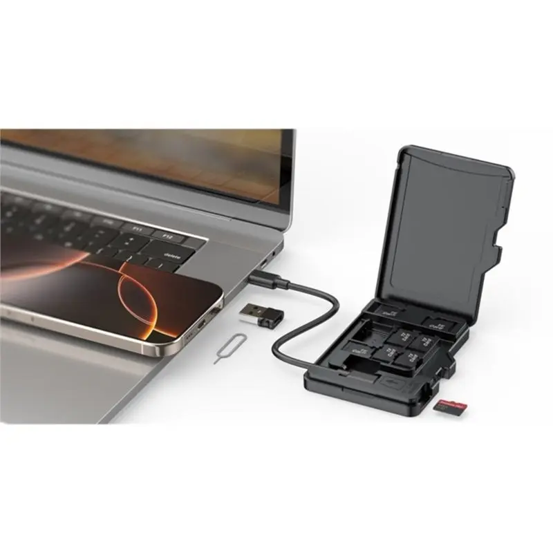 8개 슬롯이 있는 L19-TF 카드 리더기 및 TF형 메모리 카드 보관 케이스 USB Type-C 및 USB 호환 지원