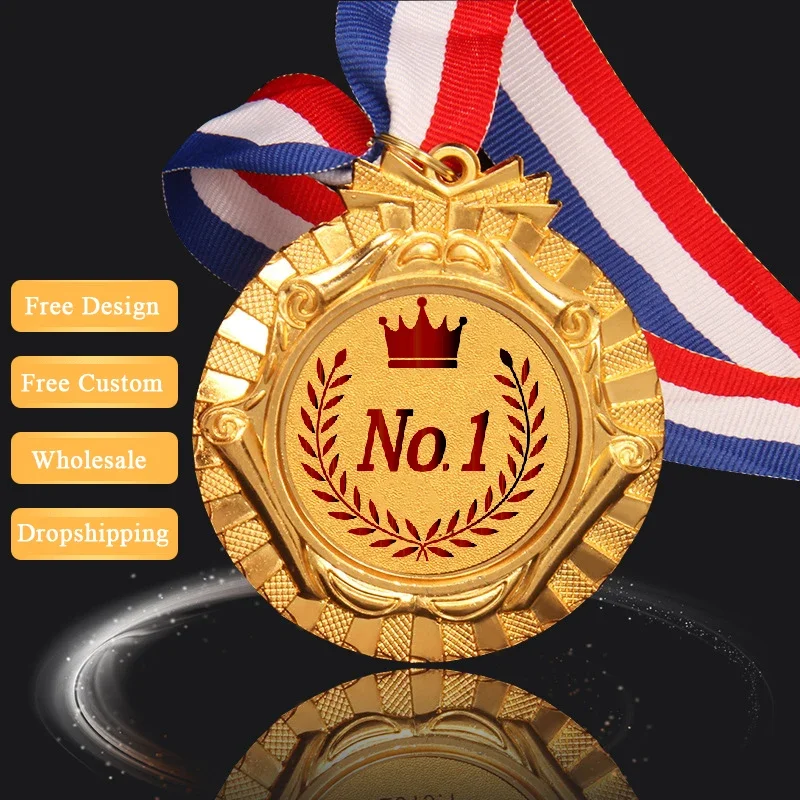 Free Customized Logo Medals 65MM Gold Silver Bronze Metal Medal Award Personalized Souvenir for Game Sports Competition Winner