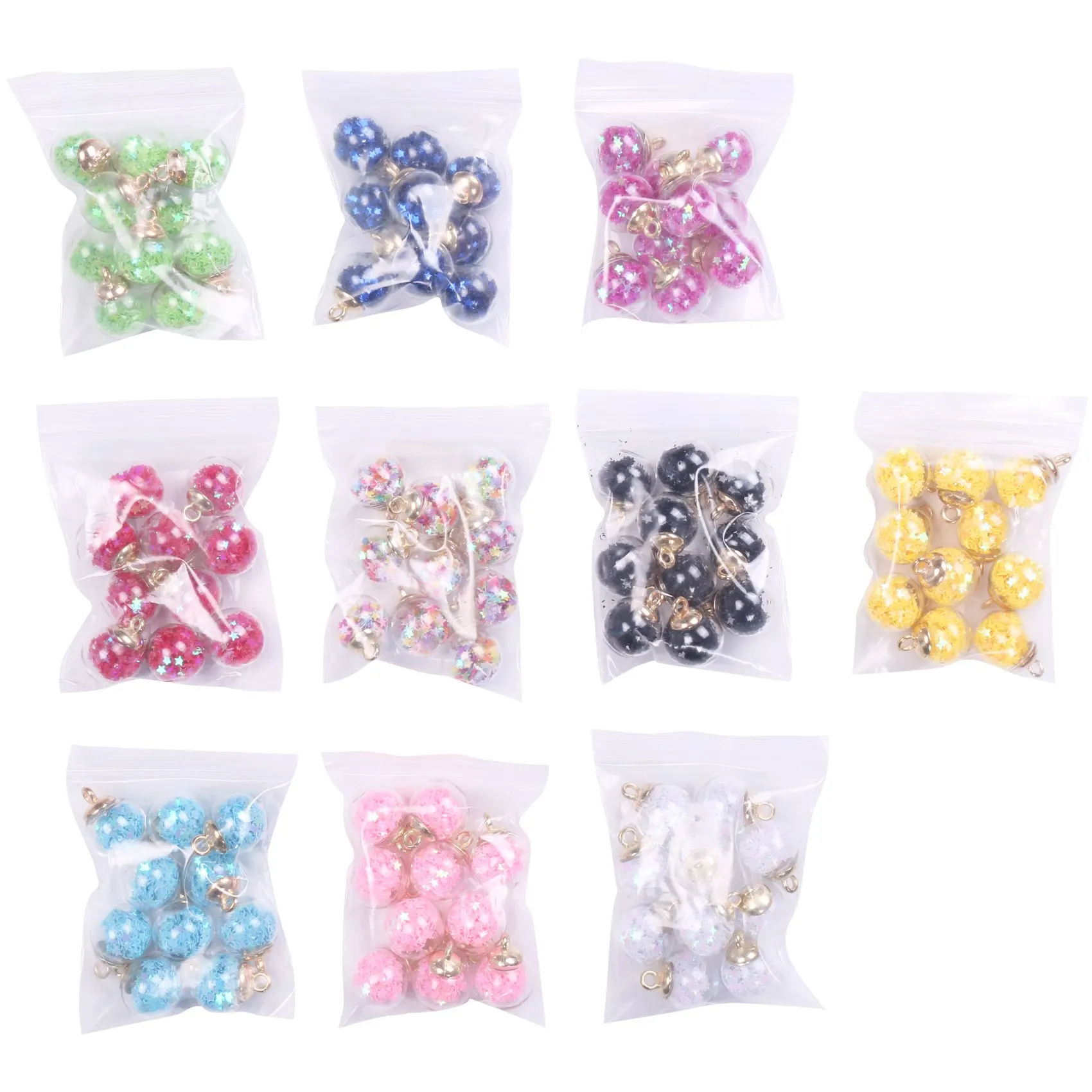 

100PCS Glass Ball Pendant Charms 10 Colors Stars Earring Pendants Jewellery Making for DIY Necklace Bracelet Making