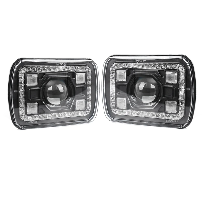 7X6 LED Headlights Amber Turn Signal For Jeep Cherokee XJ Wrangler YJ