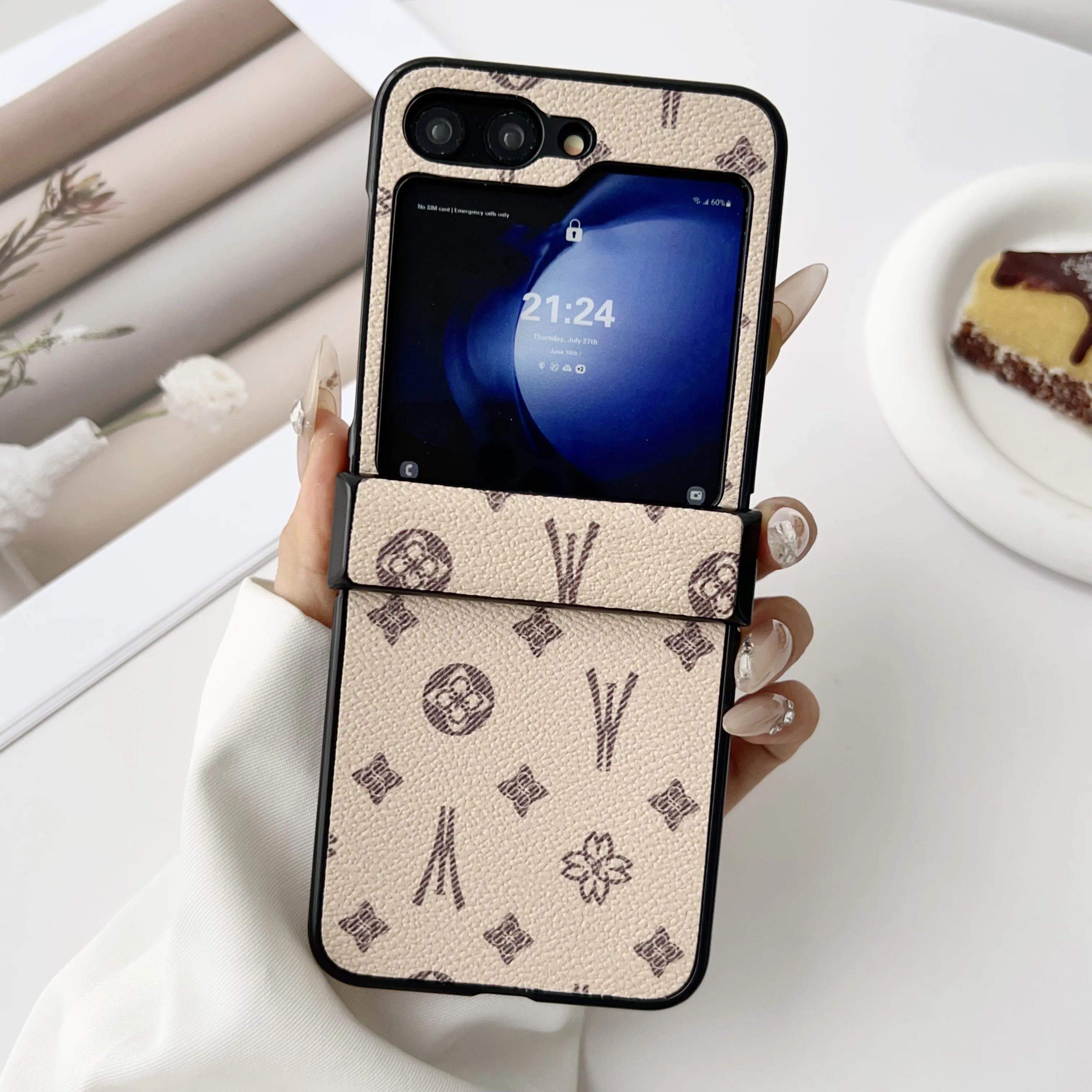 Luxury Pattern Leather Phone Case with Hinge Protective Jacket - Premium 7-Piece Set